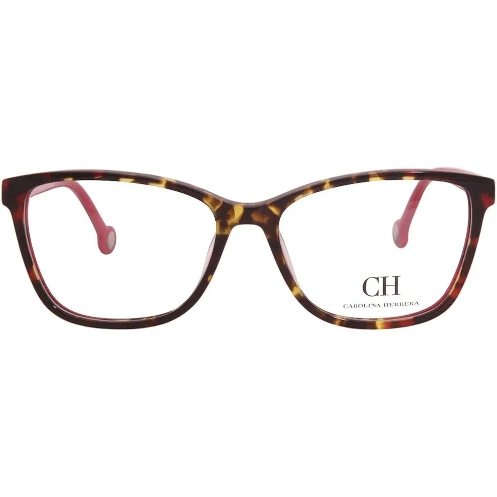 NWT Carolina Herrera VHE773 Havana Red Rectangle 54mm Eyeglasses